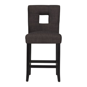 Homelegance Breanne Upholstered Counter Stool with Keyhole Back and Rubberwood Frame for Kitchen Black / Dark Grey 3270-24S1DGL(3A)