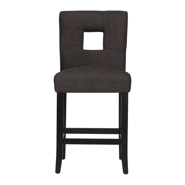 Homelegance Breanne Upholstered Counter Stool with Keyhole Back and Rubberwood Frame for Kitchen Black / Dark Grey 3270-24S1DGL(3A)