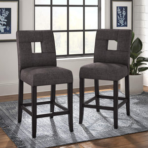 Breanne Upholstered Counter Stool with Keyhole Back and Rubberwood Frame for Kitchen