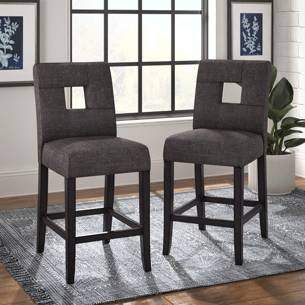 Breanne Upholstered Counter Stool with Keyhole Back and Rubberwood Frame for Kitchen