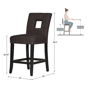 Breanne Upholstered Counter Stool with Keyhole Back and Rubberwood Frame for Kitchen