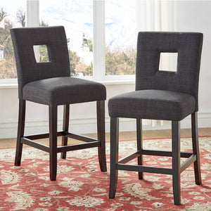 Breanne Upholstered Counter Stool with Keyhole Back and Rubberwood Frame for Kitchen