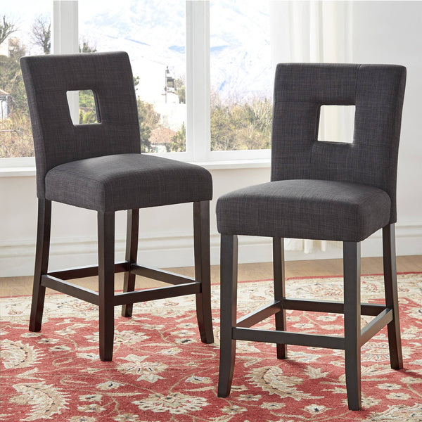 Breanne Upholstered Counter Stool with Keyhole Back and Rubberwood Frame for Kitchen