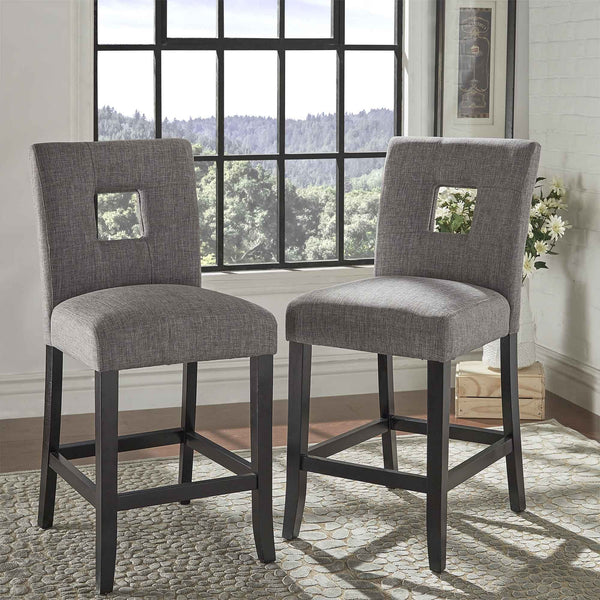 Breanne Upholstered Counter Stool with Keyhole Back and Rubberwood Frame for Kitchen