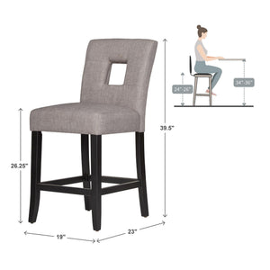 Breanne Upholstered Counter Stool with Keyhole Back and Rubberwood Frame for Kitchen