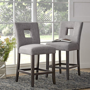 Breanne Upholstered Counter Stool with Keyhole Back and Rubberwood Frame for Kitchen