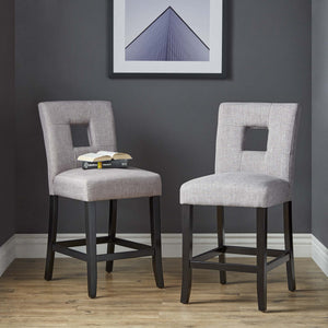 Breanne Upholstered Counter Stool with Keyhole Back and Rubberwood Frame for Kitchen