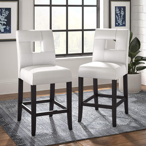 Breanne Upholstered Counter Stool with Keyhole Back and Rubberwood Frame for Kitchen
