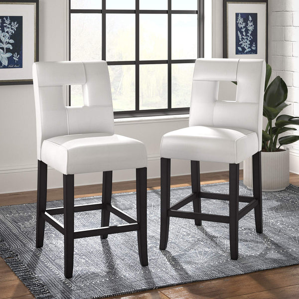 Breanne Upholstered Counter Stool with Keyhole Back and Rubberwood Frame for Kitchen