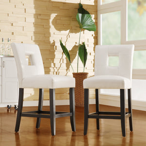 Breanne Upholstered Counter Stool with Keyhole Back and Rubberwood Frame for Kitchen