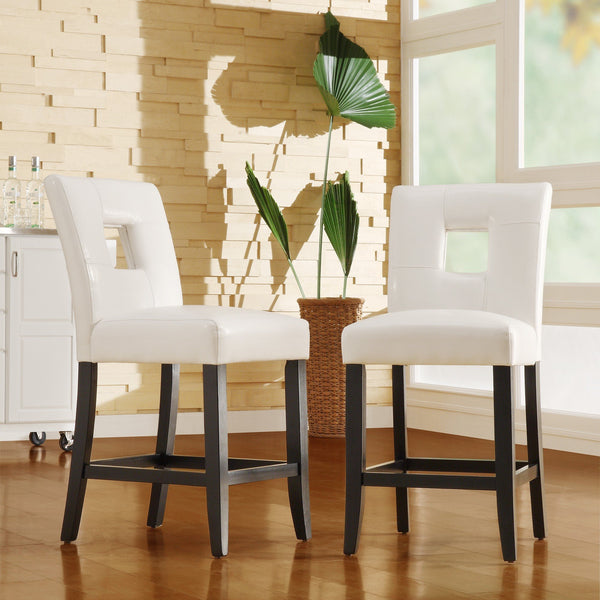 Breanne Upholstered Counter Stool with Keyhole Back and Rubberwood Frame for Kitchen