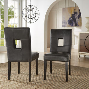 Breanne Upholstered Keyhole Back Dining Chair Set with Rubberwood Legs Modern Style