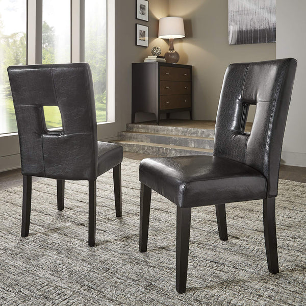 Breanne Upholstered Keyhole Back Dining Chair Set with Rubberwood Legs Modern Style