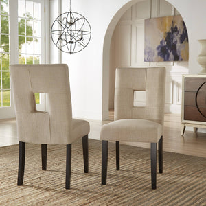 Breanne Upholstered Keyhole Back Dining Chair Set with Rubberwood Legs Modern Style