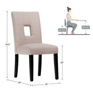 Breanne Upholstered Keyhole Back Dining Chair Set with Rubberwood Legs Modern Style