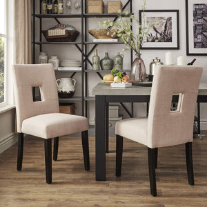 Breanne Upholstered Keyhole Back Dining Chair Set with Rubberwood Legs Modern Style