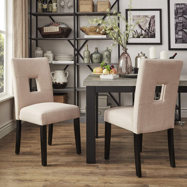 Breanne Upholstered Keyhole Back Dining Chair Set with Rubberwood Legs Modern Style