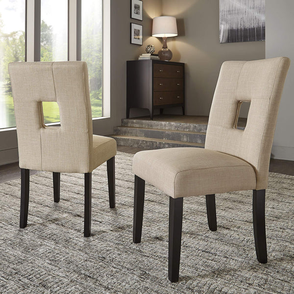 Breanne Upholstered Keyhole Back Dining Chair Set with Rubberwood Legs Modern Style