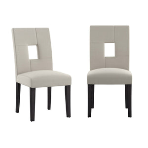 Breanne Upholstered Keyhole Back Dining Chair Set with Rubberwood Legs Modern Style