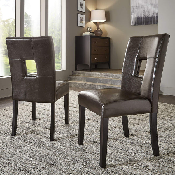 Breanne Upholstered Keyhole Back Dining Chair Set with Rubberwood Legs Modern Style