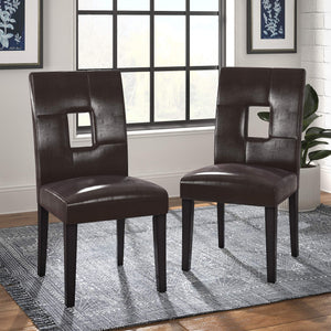 Breanne Upholstered Keyhole Back Dining Chair Set with Rubberwood Legs Modern Style