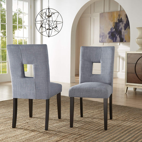 Breanne Upholstered Keyhole Back Dining Chair Set with Rubberwood Legs Modern Style