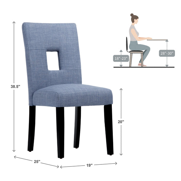 Breanne Upholstered Keyhole Back Dining Chair Set with Rubberwood Legs Modern Style