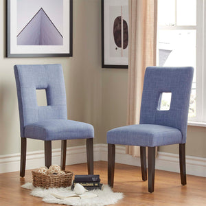 Breanne Upholstered Keyhole Back Dining Chair Set with Rubberwood Legs Modern Style