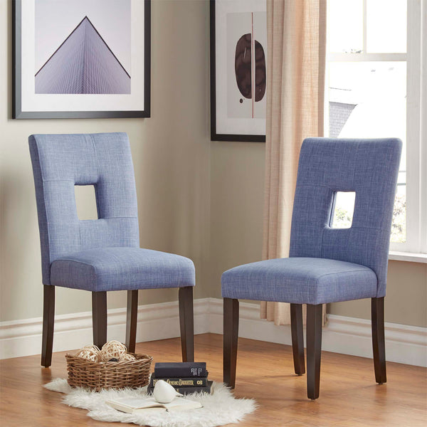 Breanne Upholstered Keyhole Back Dining Chair Set with Rubberwood Legs Modern Style