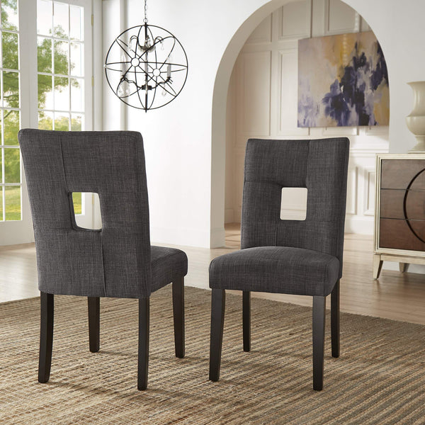 Breanne Upholstered Keyhole Back Dining Chair Set with Rubberwood Legs Modern Style