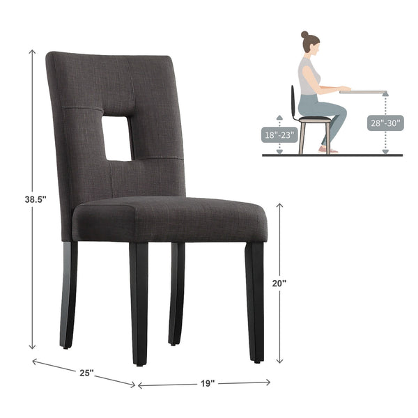 Breanne Upholstered Keyhole Back Dining Chair Set with Rubberwood Legs Modern Style