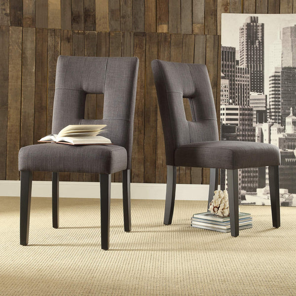 Breanne Upholstered Keyhole Back Dining Chair Set with Rubberwood Legs Modern Style