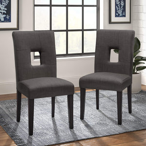 Breanne Upholstered Keyhole Back Dining Chair Set with Rubberwood Legs Modern Style