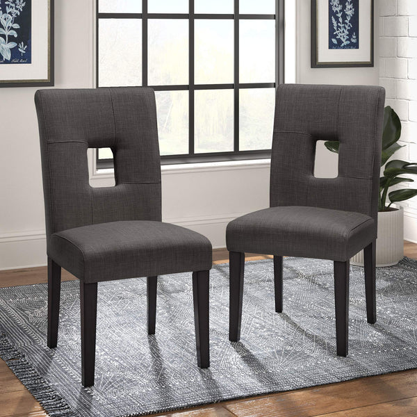 Breanne Upholstered Keyhole Back Dining Chair Set with Rubberwood Legs Modern Style
