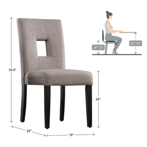 Breanne Upholstered Keyhole Back Dining Chair Set with Rubberwood Legs Modern Style