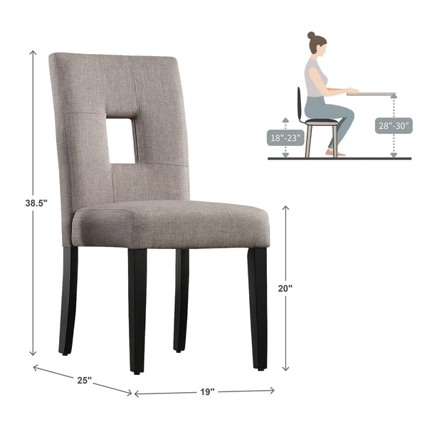 Breanne Upholstered Keyhole Back Dining Chair Set with Rubberwood Legs Modern Style