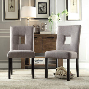Breanne Upholstered Keyhole Back Dining Chair Set with Rubberwood Legs Modern Style