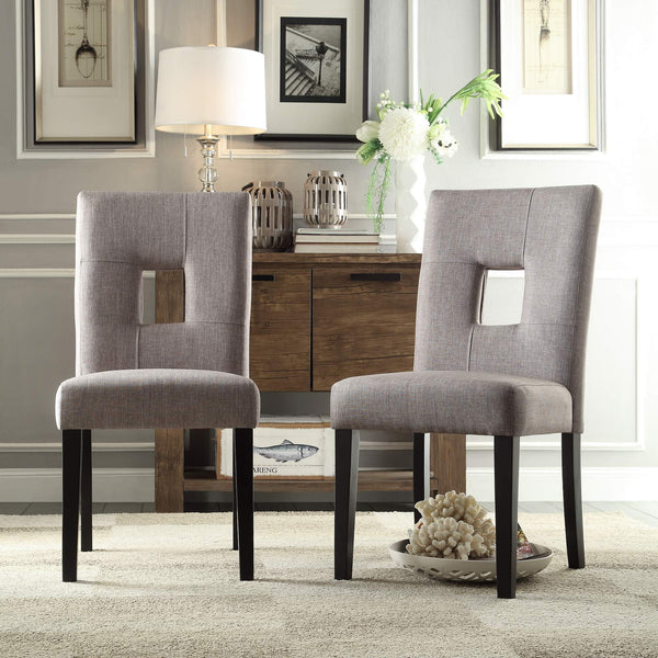 Breanne Upholstered Keyhole Back Dining Chair Set with Rubberwood Legs Modern Style