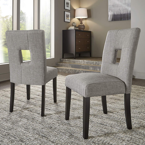 Breanne Upholstered Keyhole Back Dining Chair Set with Rubberwood Legs Modern Style
