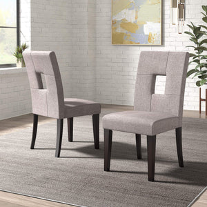 Breanne Upholstered Keyhole Back Dining Chair Set with Rubberwood Legs Modern Style
