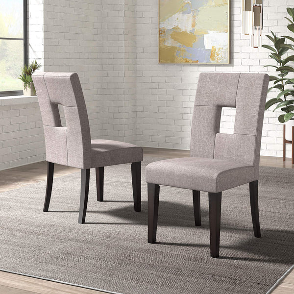 Breanne Upholstered Keyhole Back Dining Chair Set with Rubberwood Legs Modern Style