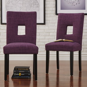 Breanne Upholstered Keyhole Back Dining Chair Set with Rubberwood Legs Modern Style
