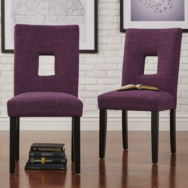 Breanne Upholstered Keyhole Back Dining Chair Set with Rubberwood Legs Modern Style