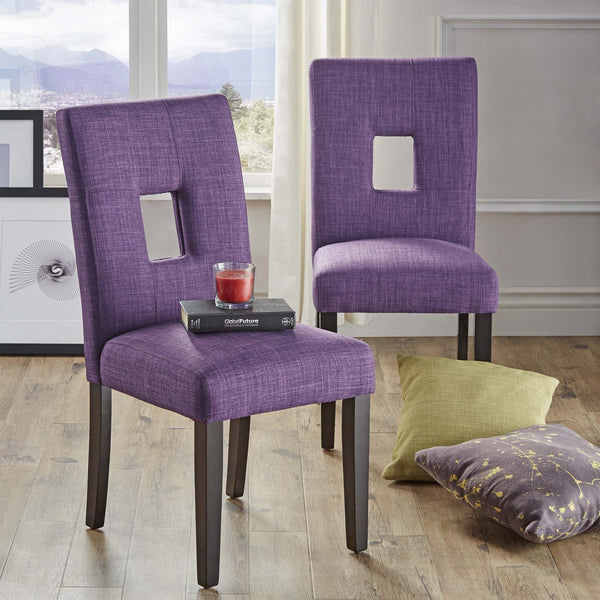 Breanne Upholstered Keyhole Back Dining Chair Set with Rubberwood Legs Modern Style