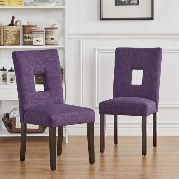 Breanne Upholstered Keyhole Back Dining Chair Set with Rubberwood Legs Modern Style