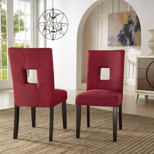 Breanne Upholstered Keyhole Back Dining Chair Set with Rubberwood Legs Modern Style