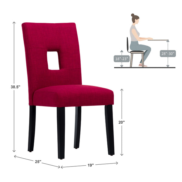 Breanne Upholstered Keyhole Back Dining Chair Set with Rubberwood Legs Modern Style