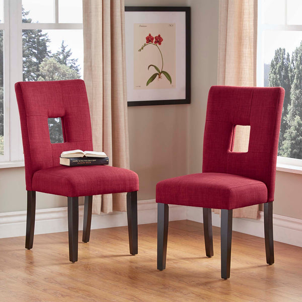 Breanne Upholstered Keyhole Back Dining Chair Set with Rubberwood Legs Modern Style