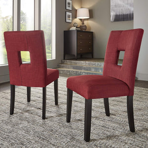Breanne Upholstered Keyhole Back Dining Chair Set with Rubberwood Legs Modern Style