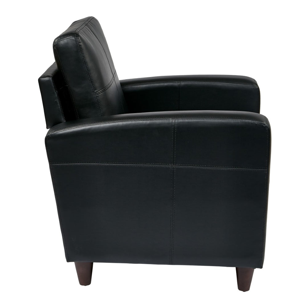 OSP Home Furnishings Club Chair in Eco Friendly Bonded Leather with Tapered Espresso Legs for Any Lounge SL2811-EC3